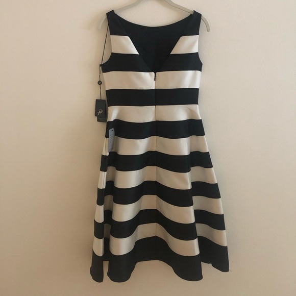 Adrianna Papel Black and White Striped Midi Dress - Picture 2 of 4